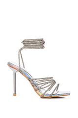 AZALEA WANG STATION SEXY TIE UP STILETTO SANDAL IN SILVER