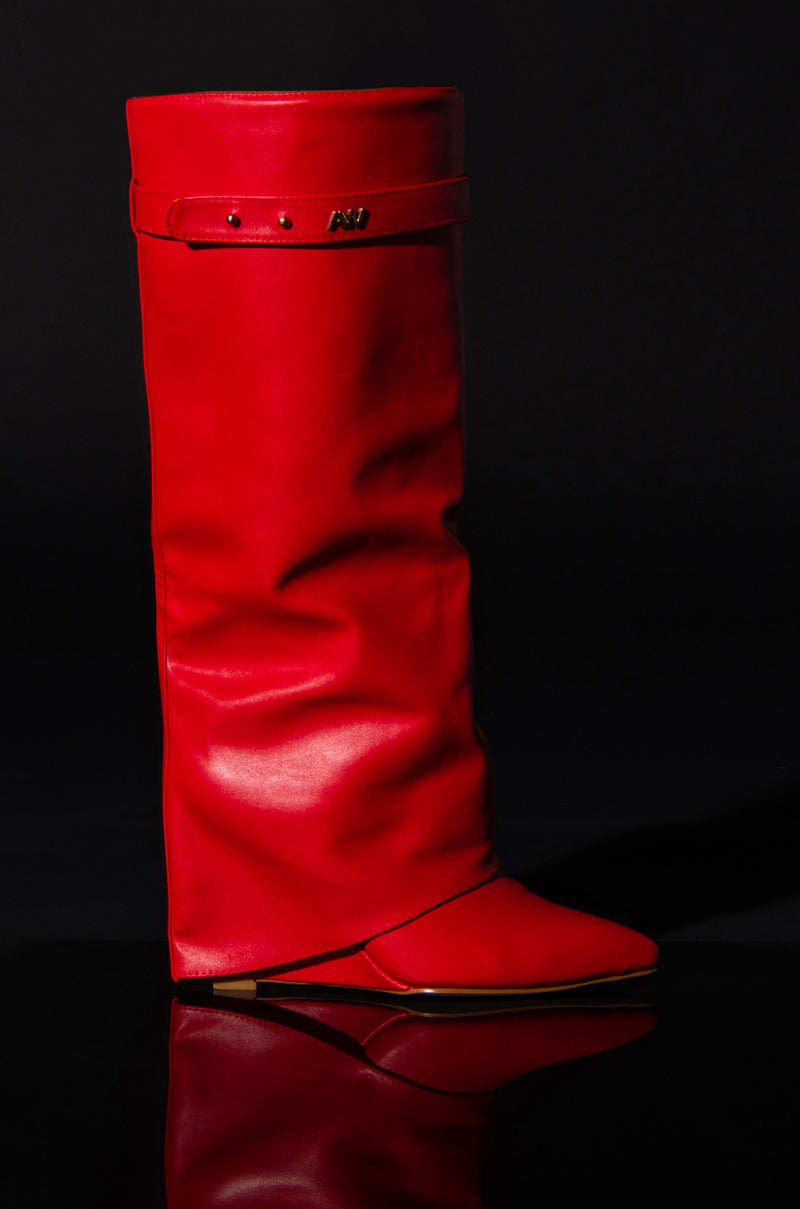 AZALEA WANG STUCK ON YOU WEDGE BOOT IN RED