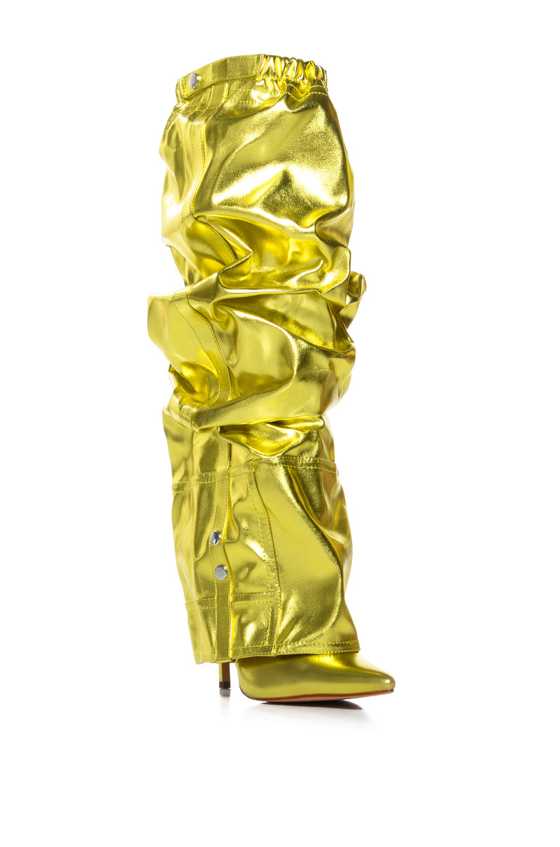 AZALEA WANG SUTTER YELLOW METALLIC PANT LOOK BOOT