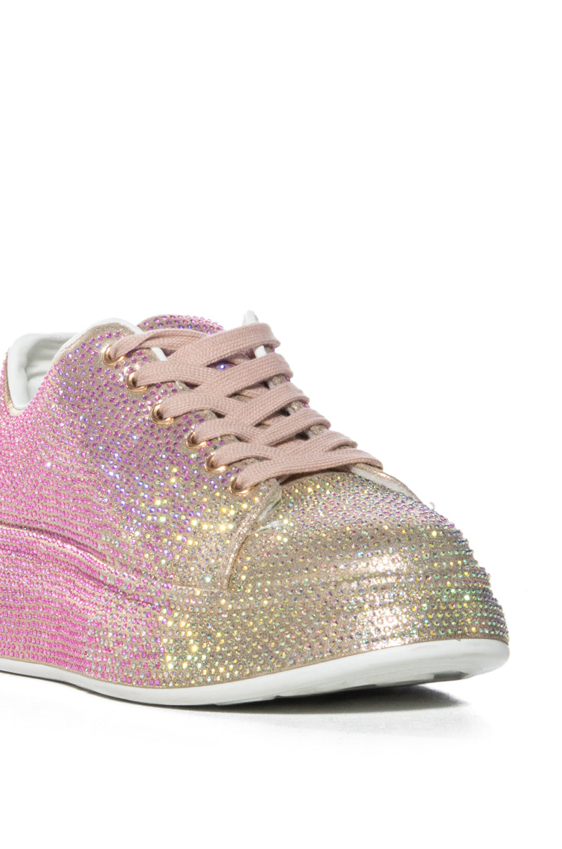 AZALEA WANG TANGY PINK OMBRE RHINESTONE SNEAKER