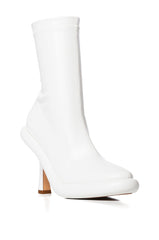 AZALEA WANG TARROW STILETTO PU BOOTIE IN WHITE