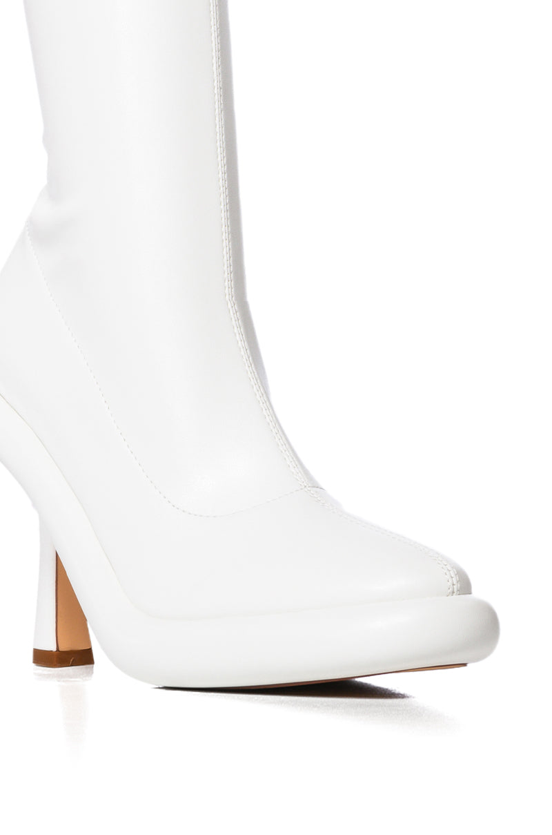 AZALEA WANG TARROW STILETTO PU BOOTIE IN WHITE