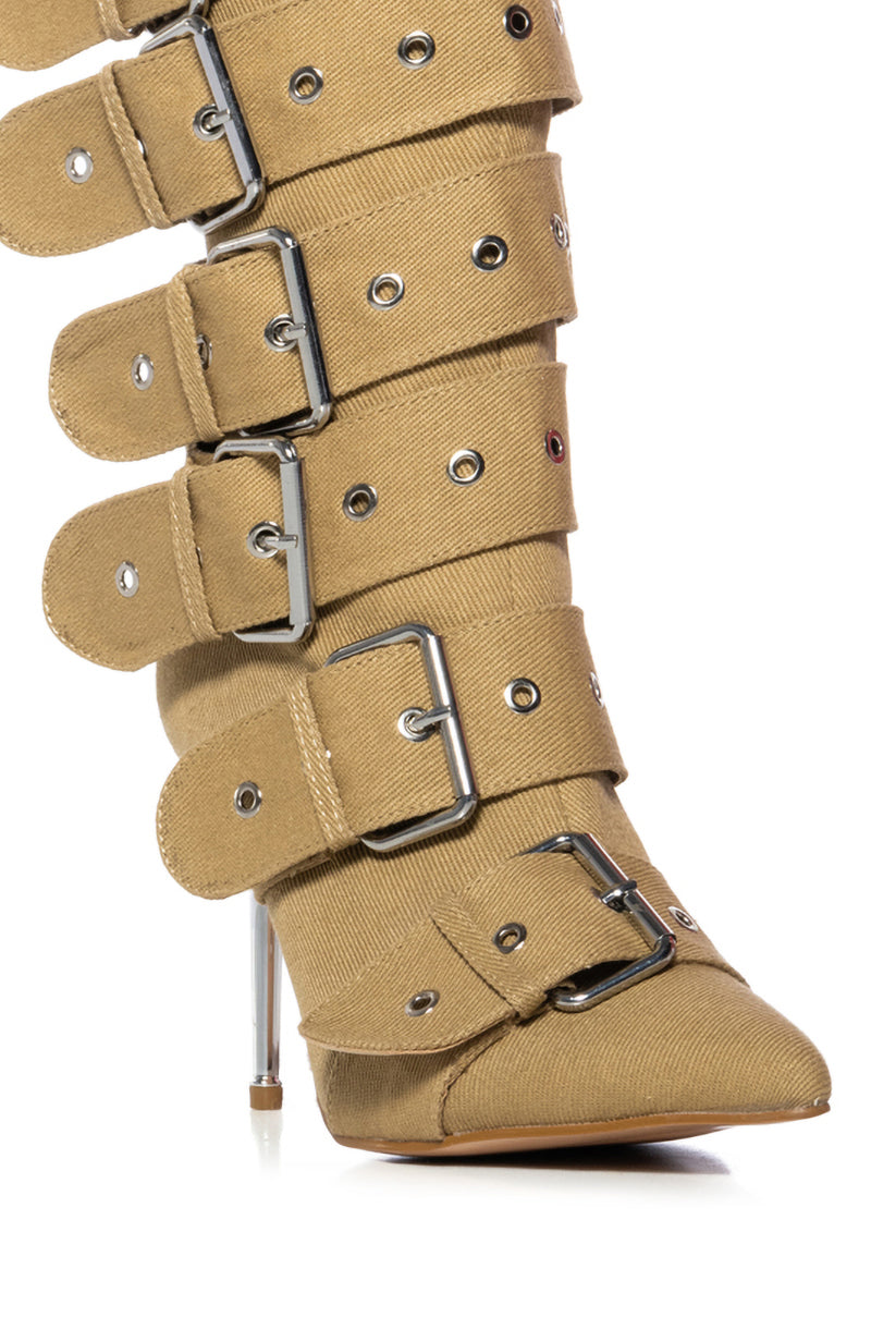 AZALEA WANG TEAIRA BELT BOOTIE IN KHAKI