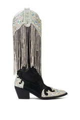 AZALEA WANG TEMPTRESS BLACK EMBELLISHED COWBOY BOOT