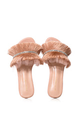 AZALEA WANG TILLE EMBELLISHED FLAT IN NUDE