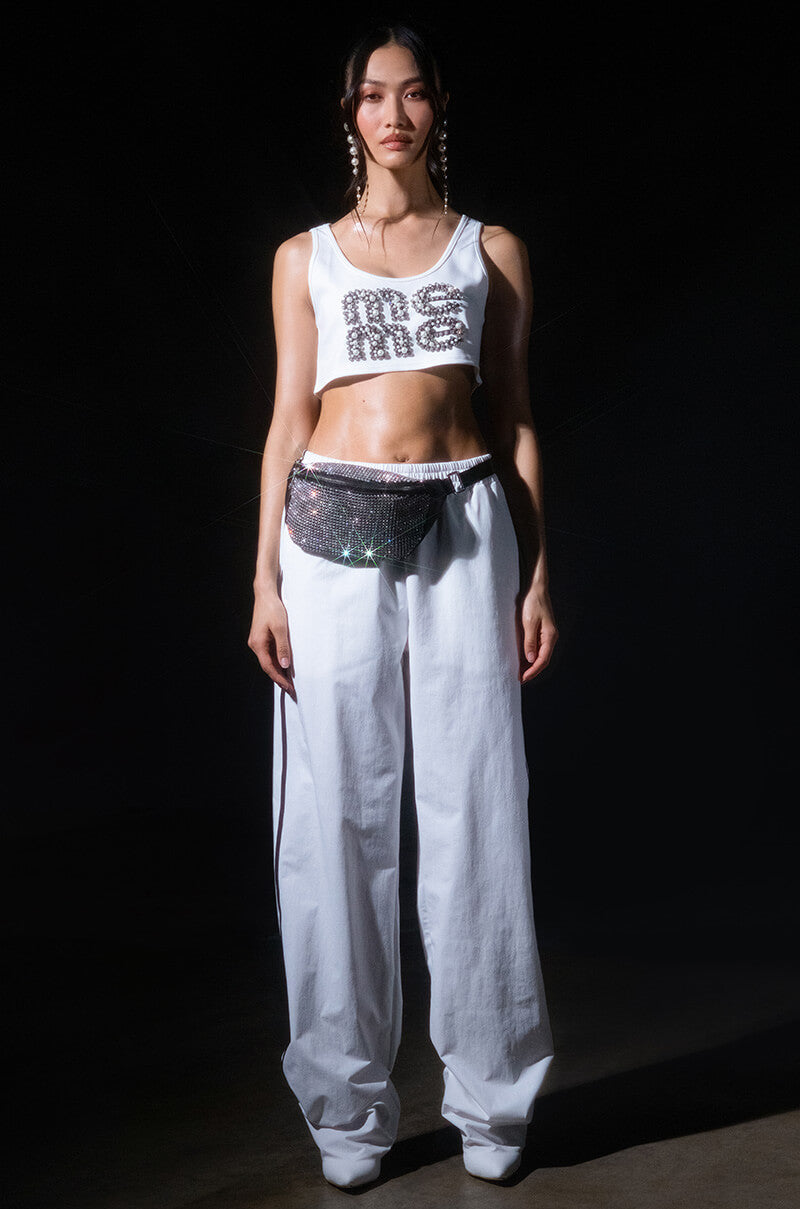 AZALEA WANG BOOT TRACK PANT IN WHITE