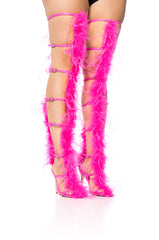 AZALEA WANG TRINITY FUCHSIA STRAPPY FEATHER SANDAL