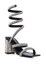 AZALEA WANG URSULA SILVER COIL WRAP CHUNKY HEEL SANDAL