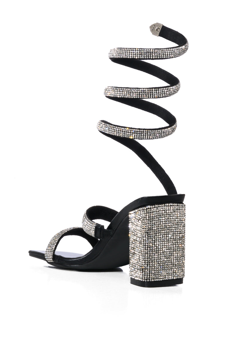 AZALEA WANG URSULA SILVER COIL WRAP CHUNKY HEEL SANDAL