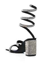 AZALEA WANG URSULA SILVER COIL WRAP CHUNKY HEEL SANDAL