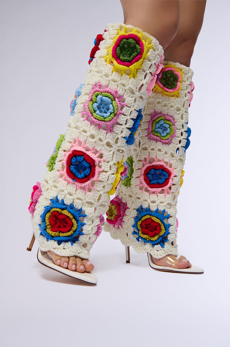 AZALEA WANG VERENA MULTI CROCHET OPEN TOE SANDAL BOOT