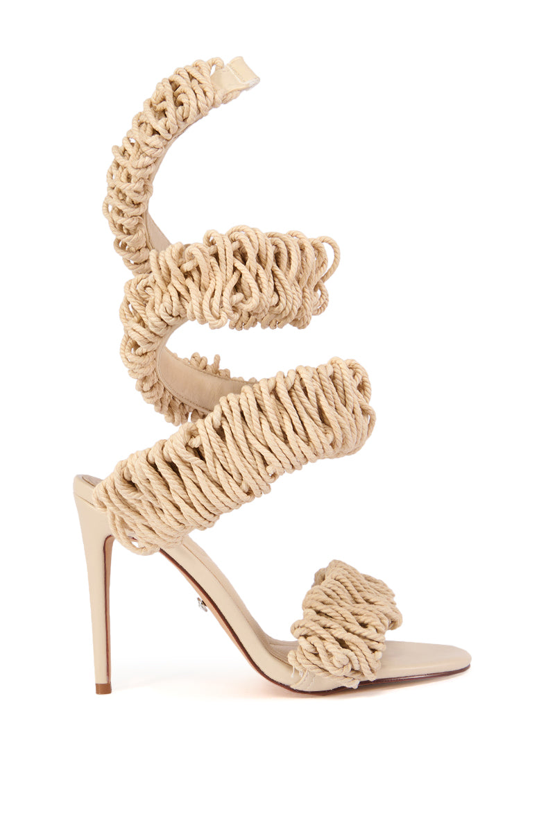 AZALEA WANG VINES ROPE DECOR WRAP UP SANDAL IN NUDE