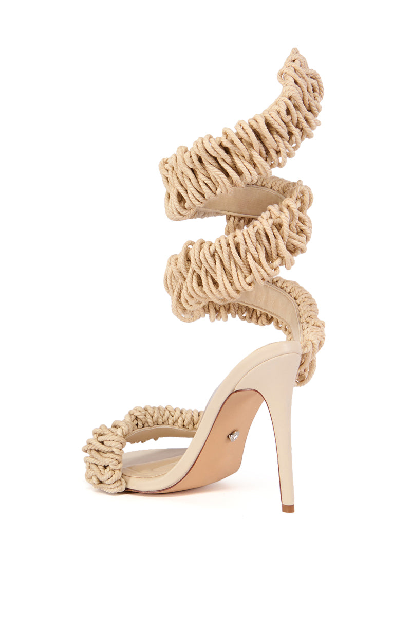 AZALEA WANG VINES ROPE DECOR WRAP UP SANDAL IN NUDE