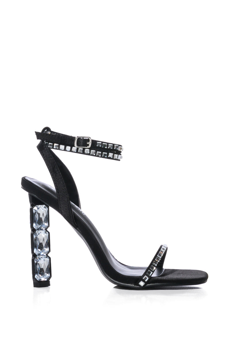 AZALEA WANG VIOLETA BLACK GEM HEEL SANDAL