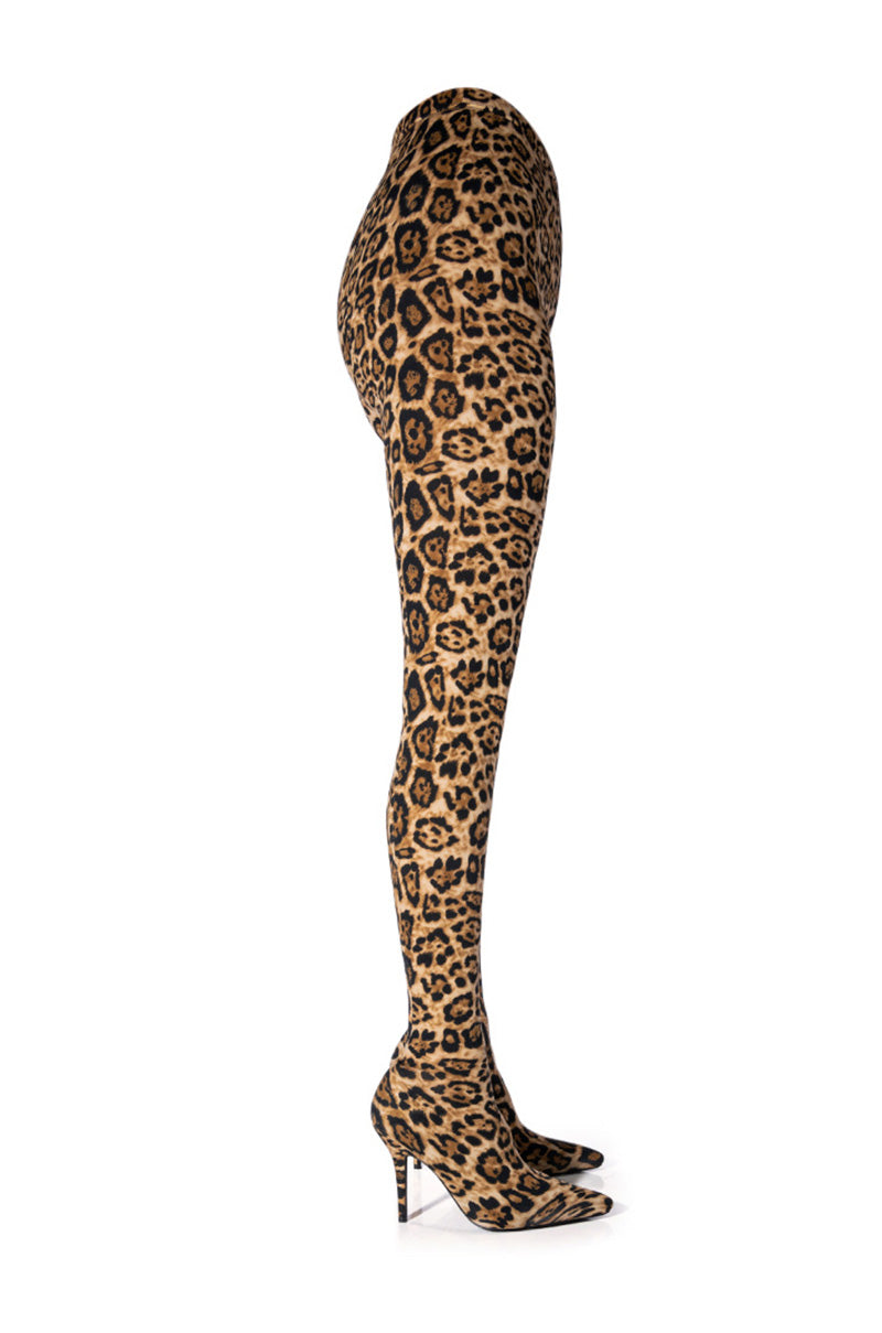 AZALEA WANG BAYBAY LEOPARD PRINT PANTS BOOT