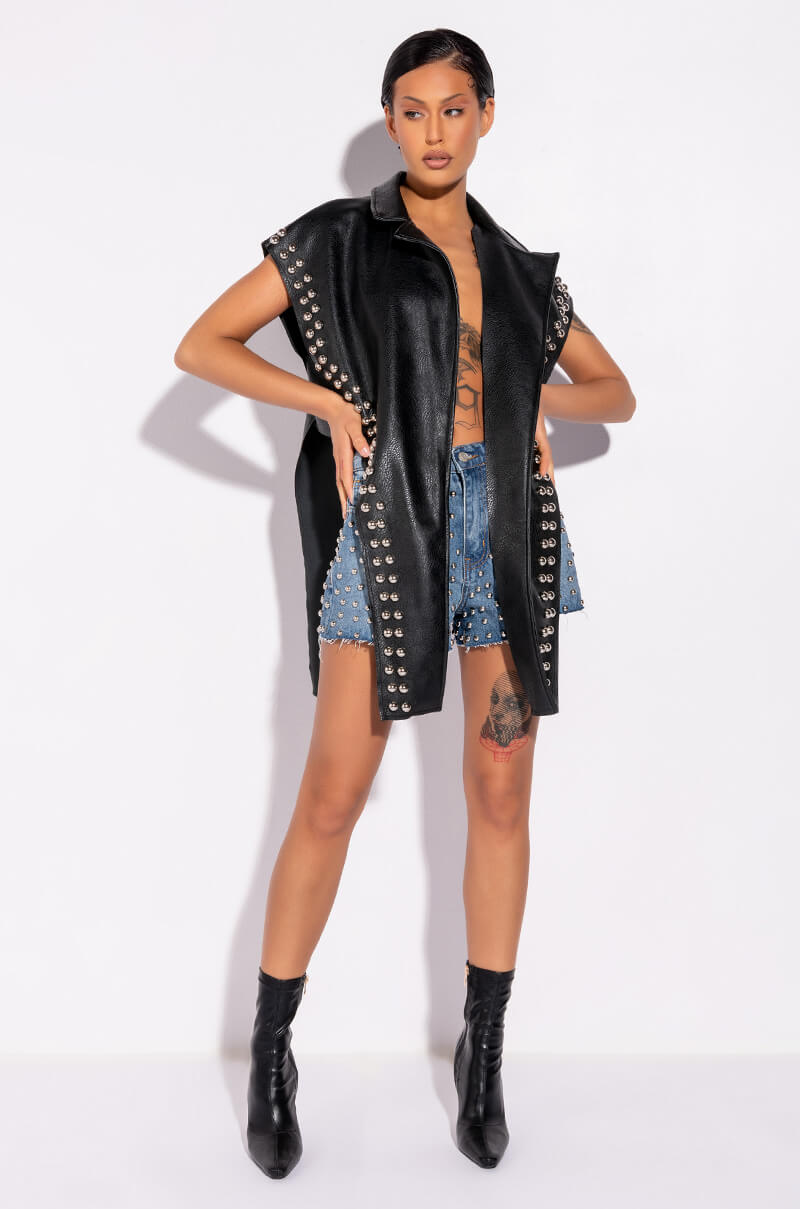 AZALEA WANG YOU ALREADY KNOW MOTO VEST WITH FRONT DRAPE