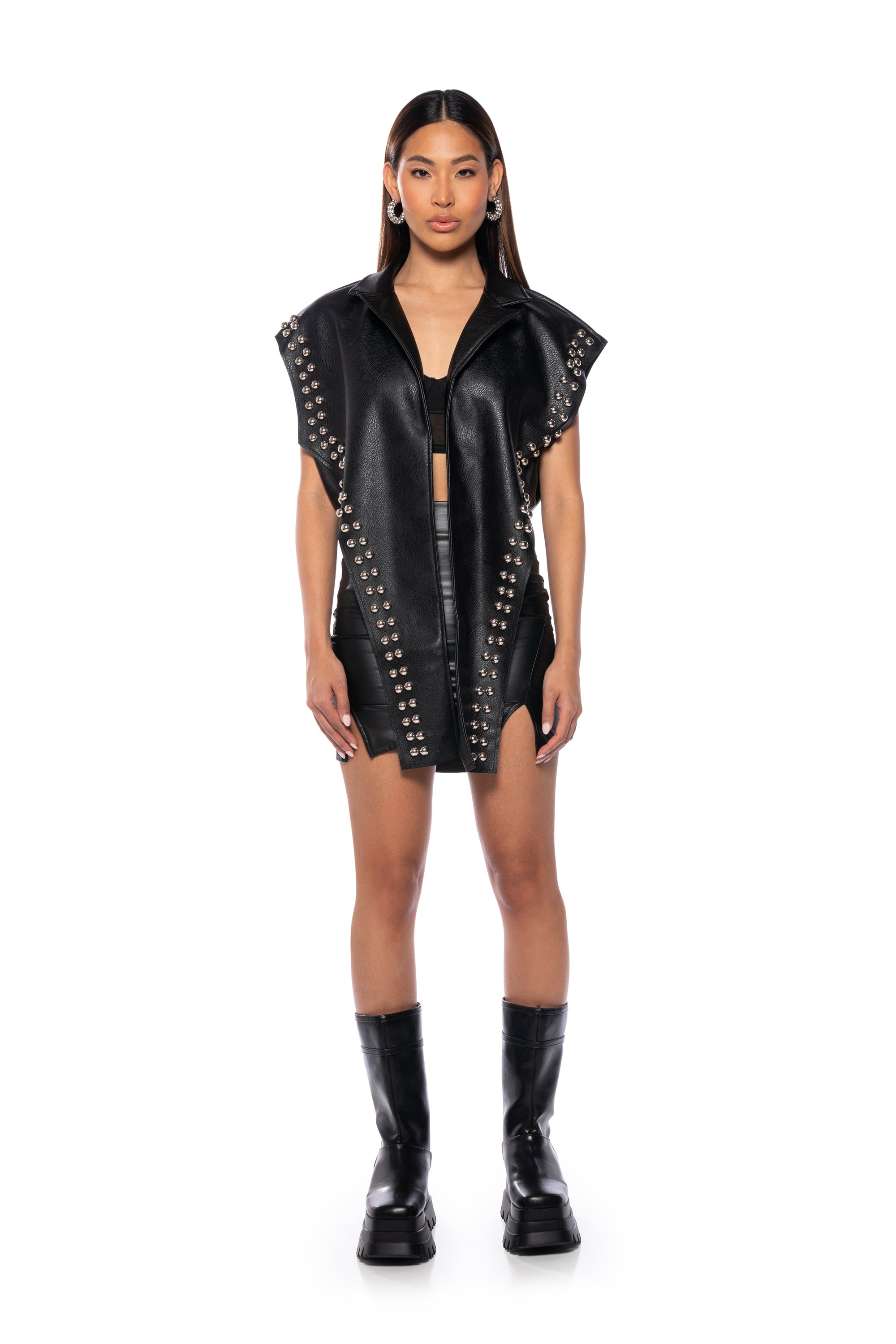 AZALEA WANG YOU ALREADY KNOW MOTO VEST WITH FRONT DRAPE