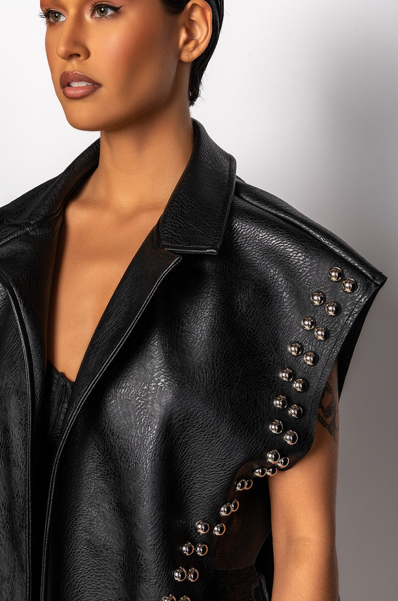 AZALEA WANG YOU ALREADY KNOW MOTO VEST WITH FRONT DRAPE