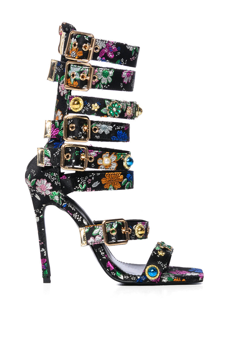 AZALEA WANG BASE EMBELLISHED GLADIATOR SANDAL IN BLACK