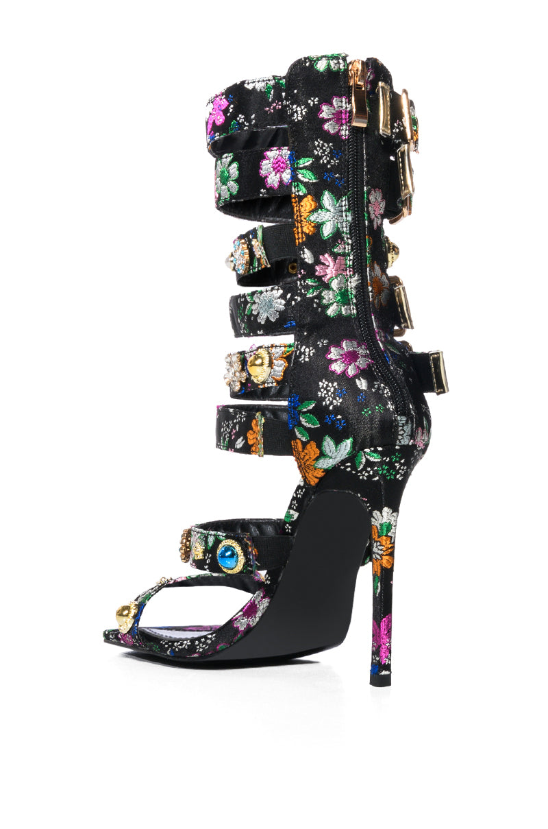 AZALEA WANG BASE EMBELLISHED GLADIATOR SANDAL IN BLACK