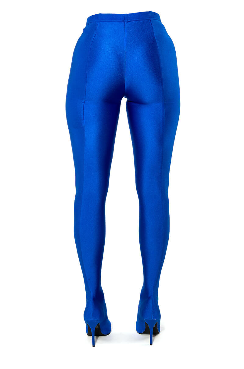 AZALEA WANG TAYTAY SEXY STILETTO BOOT PANT IN BLUE STRETCH