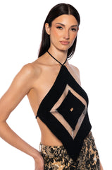 BARELY THERE HALTER TOP IN BLACK