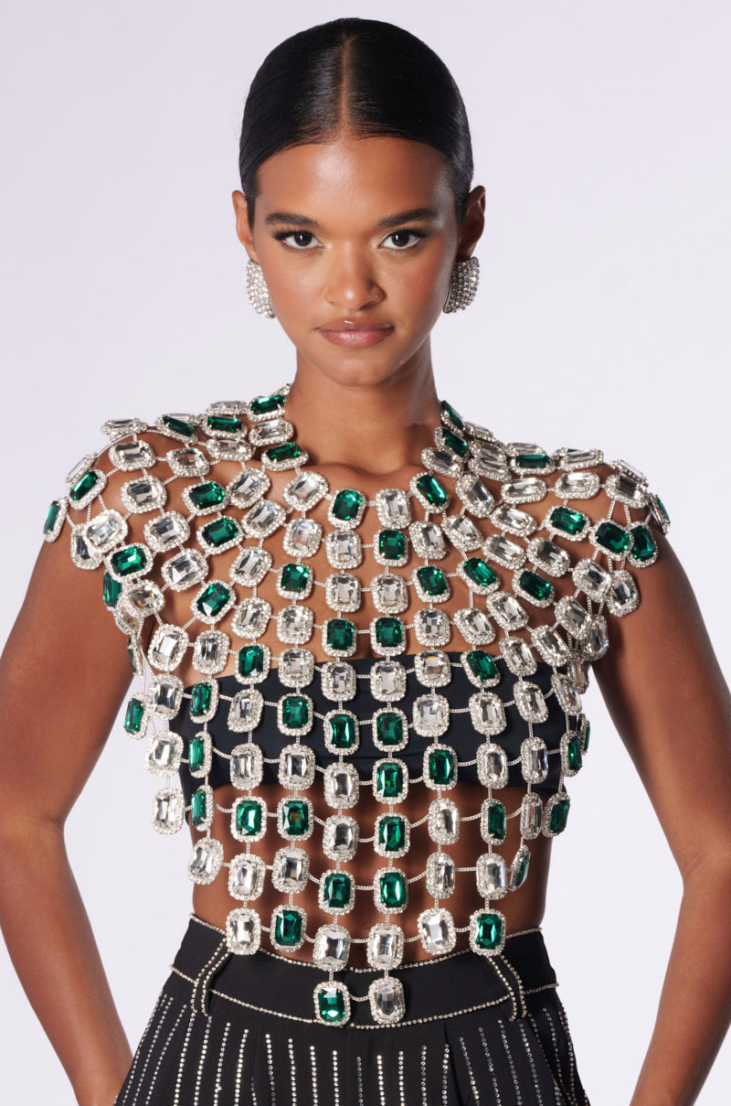 BEJEWLED EMERALD SLEEVELESS TOP
