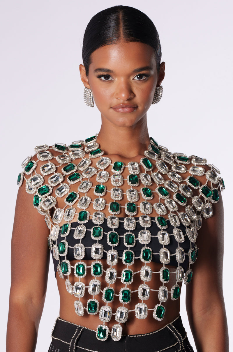 BEJEWLED EMERALD SLEEVELESS TOP
