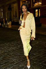 BELLISSIMA SATIN FINISH MAXI SKIRT IN YELLOW