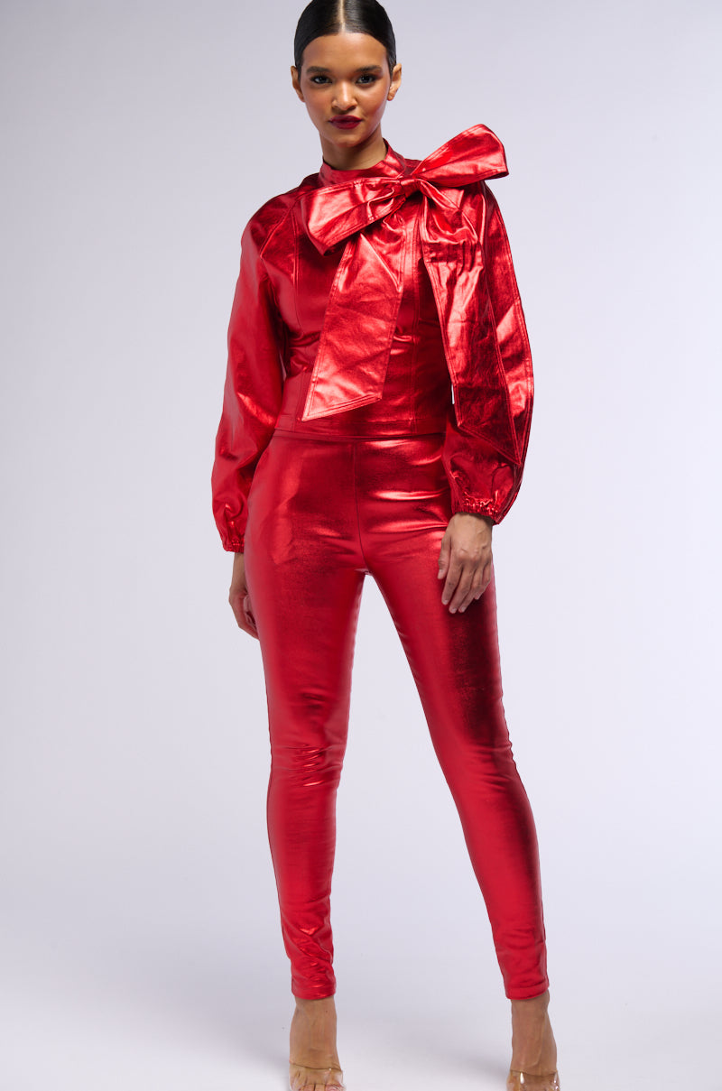 BIG BOOTY WINNIN HIGH WAIST FAUX LEATHER PANT IN RED