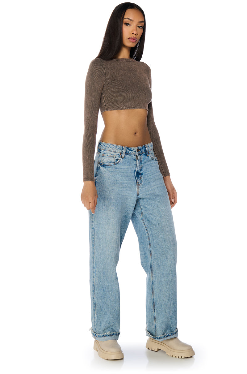 BOARDWALK MINERAL WASH LONG SLEEVE BABY TEE