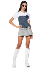 BREATHE ME IN DENIM CORSET TSHIRT