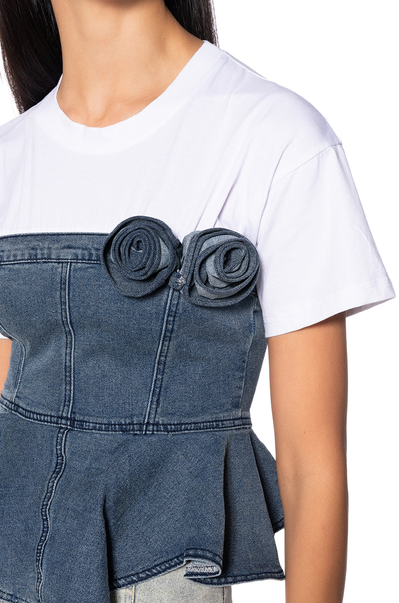 BREATHE ME IN DENIM CORSET TSHIRT