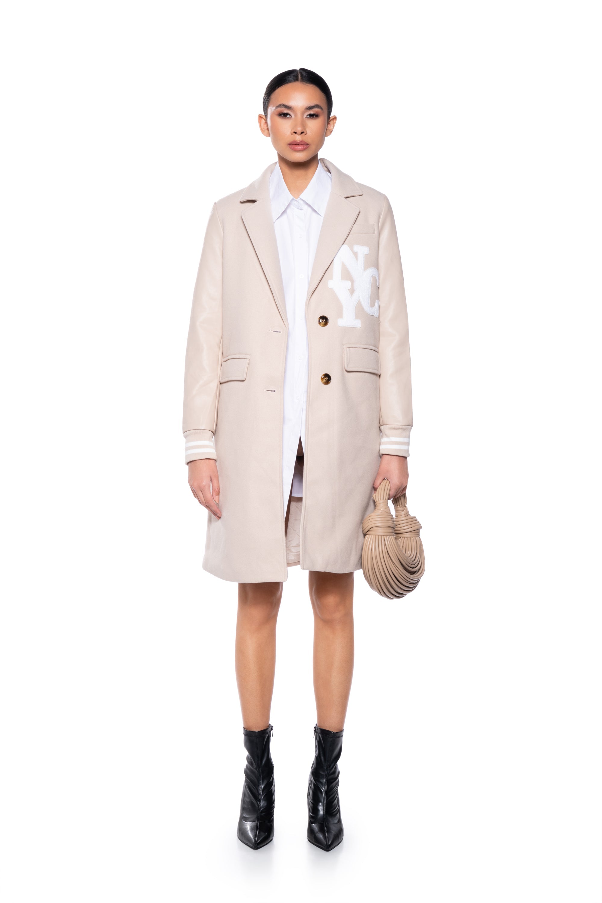 BRENTWOOD VARSITY TRENCH JACKET IN IVORY