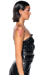 BUCKLED UP FAUX LEATHER STUDDED CORSET