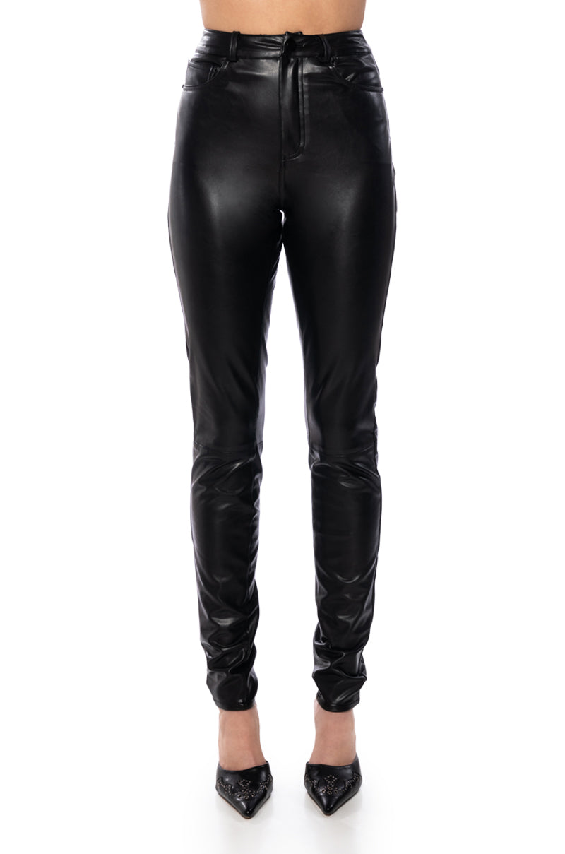 BUTTERY FAUX LEATHER PANTS IN BLACK
