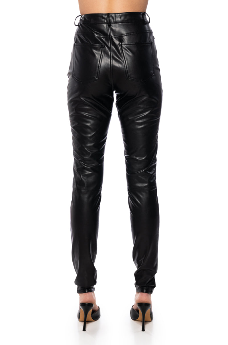BUTTERY FAUX LEATHER PANTS IN BLACK
