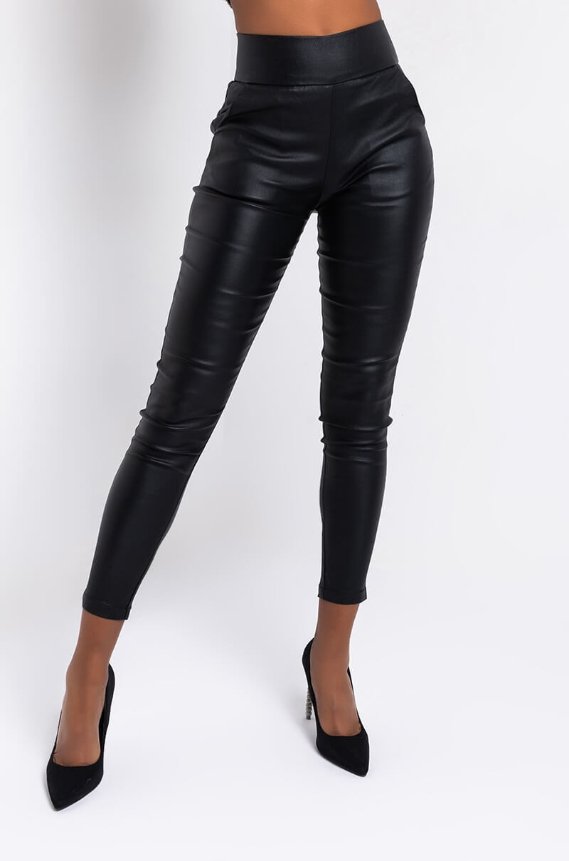 AMMO x AKIRA BIG BOOTY HIGH WAIST PLEATHER PANT WITH 4 WAY STRETCH