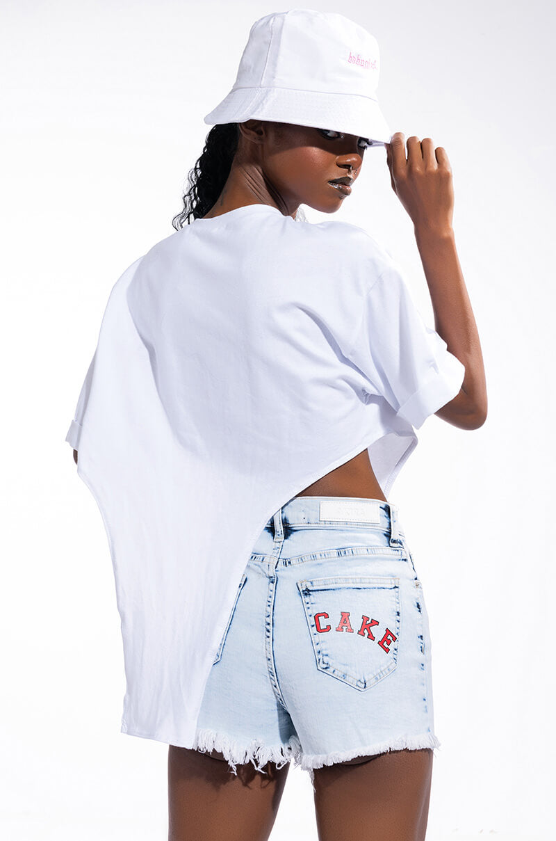 ALEXA ACID WASH CUT OFF DENIM SHORT