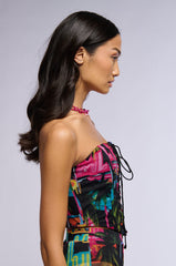 CALIFORNIA LOVE MESH TIE UP CORSET TOP