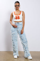 CALL ME CRAZY DISTRESSED DENIM PANT