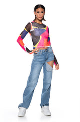 CAREFUL WITH ME LONG SLEEVE MESH TEE