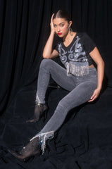 CAUGHT UP IN THE RHYTHM EMBELLISHED TEE