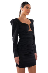 JULITA RUCHED PUFF SLEEVE MINI DRESS