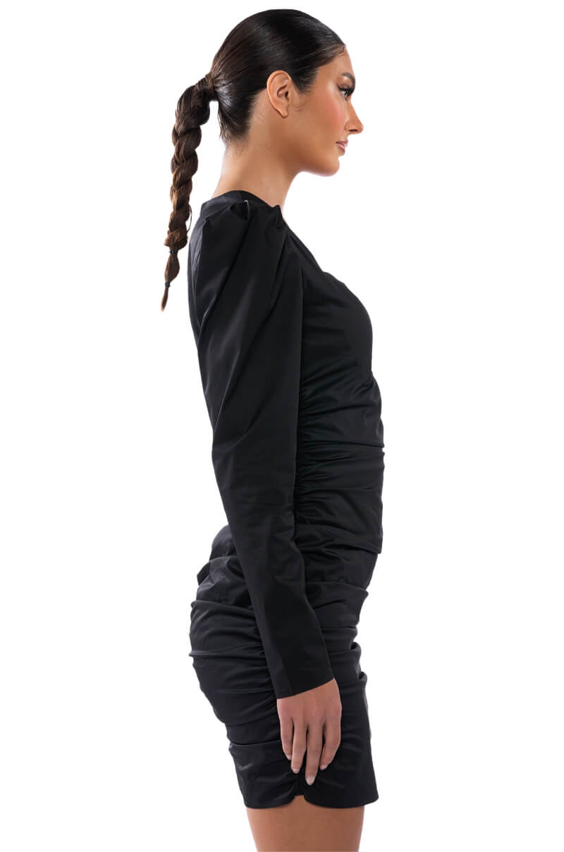 JULITA RUCHED PUFF SLEEVE MINI DRESS