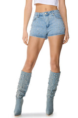 CHIARA EMBELLISHED DENIM SHORT