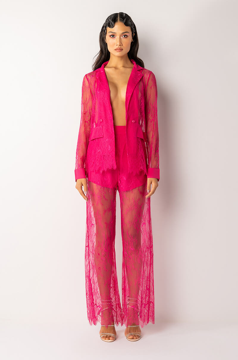 ALL OVER LACE HIGH WAIST WIDE LEG TROUSER