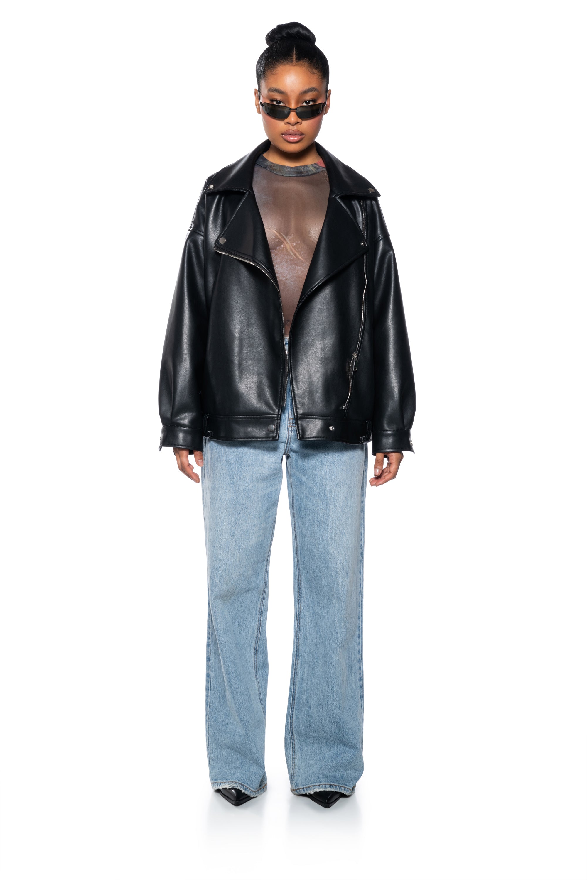 CLOSE TO ME MESH MOCK NECK BODYSUIT