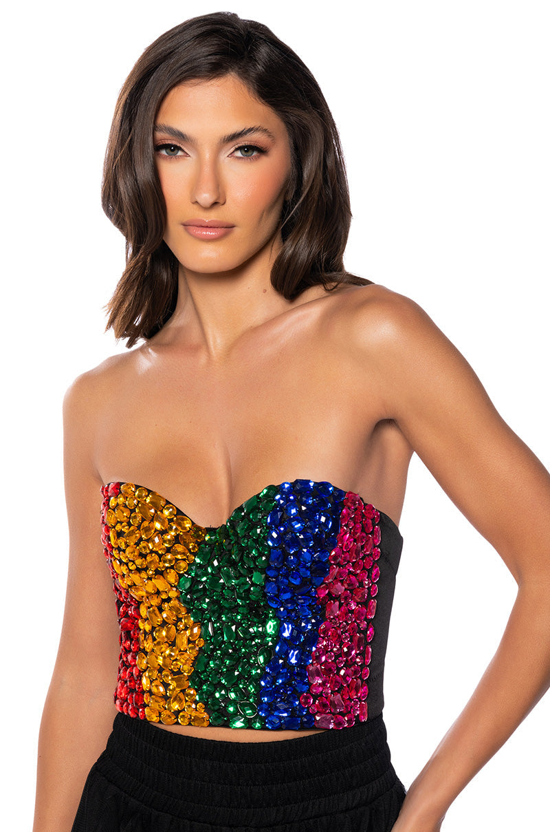 COLORFUL RHINESTONE BUSTIER