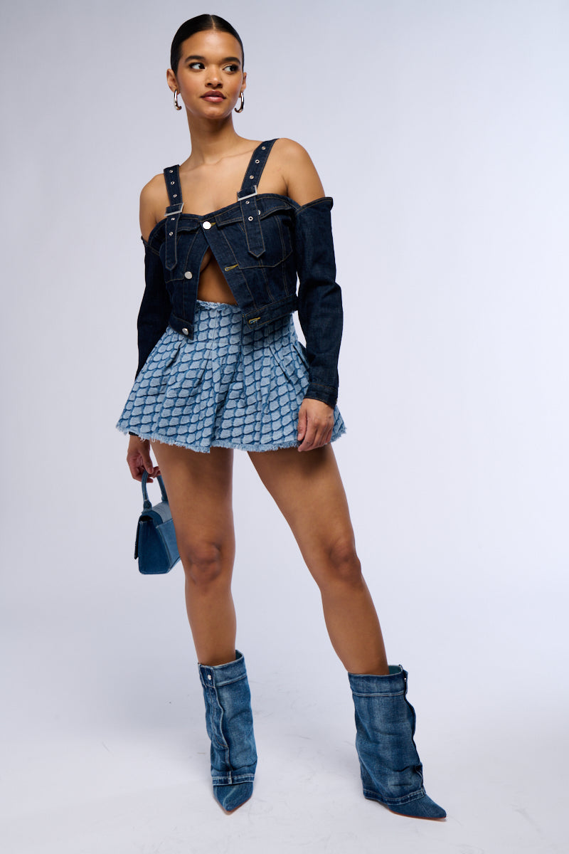 COME AND GET YOUR LOVE DENIM MINI SKIRT